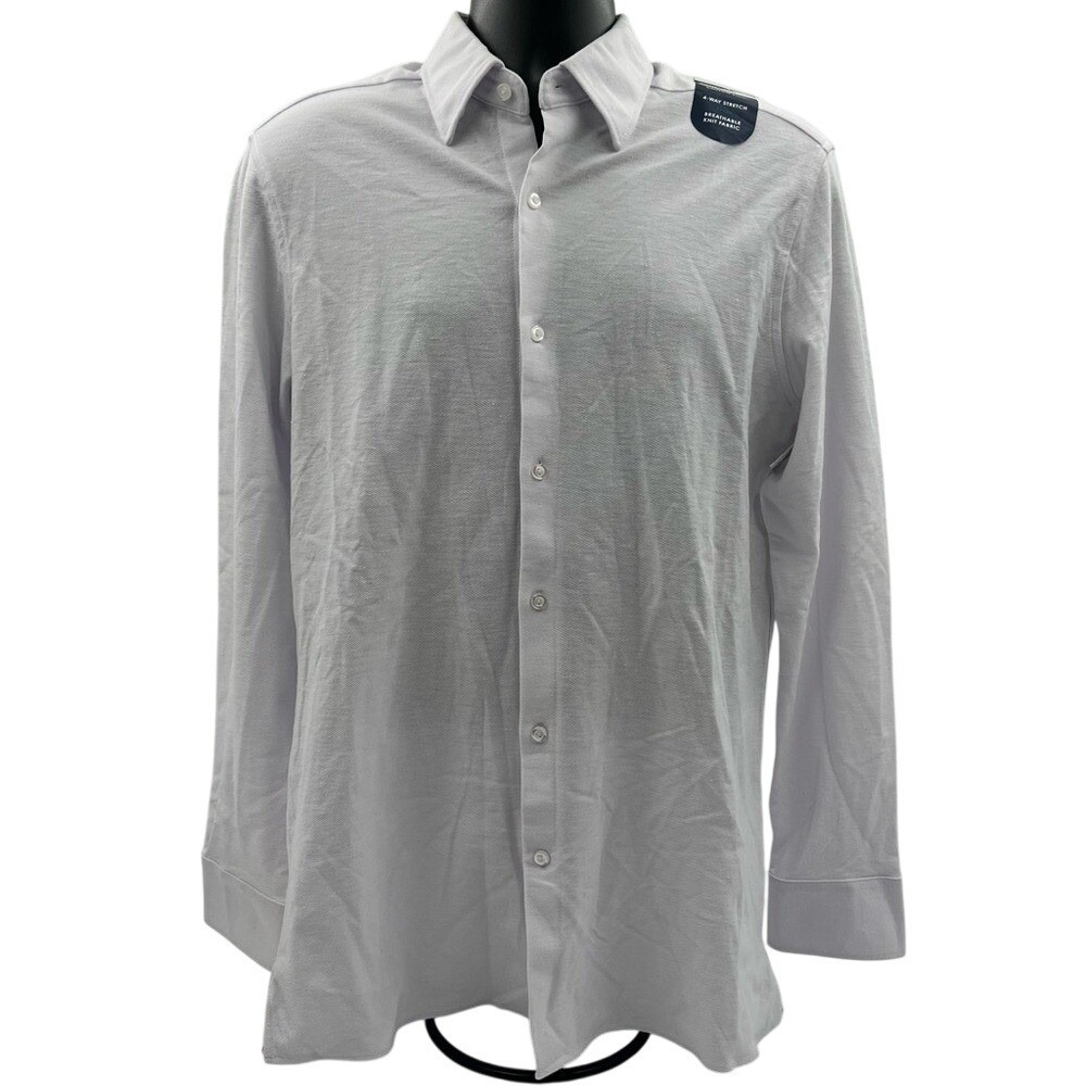 Savile Row Company Mens Comfort Knit Slim Fit Dress Shirt White 16 34-35 NWT